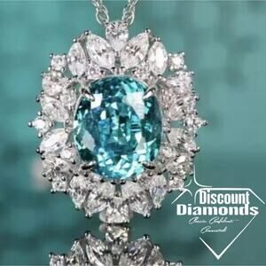 Sky Blue Topaz Pendant Necklace surrounded by White Topaz on 925 Silver